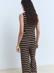 Mango Brown Knitted Stripe Top - Image 2 of 5