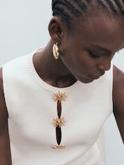 Mango Cream Button Detail Compact Knitted Top - Image 3 of 5