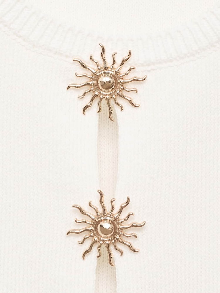 Mango Cream Button Detail Compact Knitted Top - Image 5 of 5