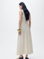 Mango Cream Cream 2 in 1 Mix Jersey Woven Midi Dress - Image 2 of 4