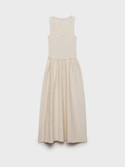 Mango Cream Cream 2 in 1 Mix Jersey Woven Midi Dress - Image 3 of 4