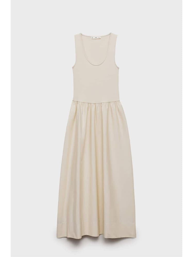 Mango Cream Sleeveless Drop Waist Maxi Dress - Image 3 of 3