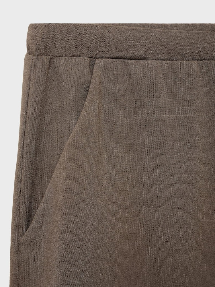 Mango Brown Drawstring Waist Wide Leg Trousers - Image 5 of 5 Mango Brown Drawstring Waist Wide Leg Trousers - Image 5 of 5