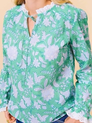 Aspiga Lotus Green/Blue Rosie Block Print Blouse - Image 3 of 3