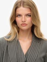 Superdry Grey Pinstripe Boyfriend Blazer - Image 5 of 7