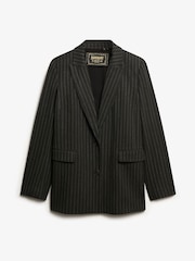 Superdry Charcoal Grey Pinstripe Boyfriend Blazer - Image 5 of 6