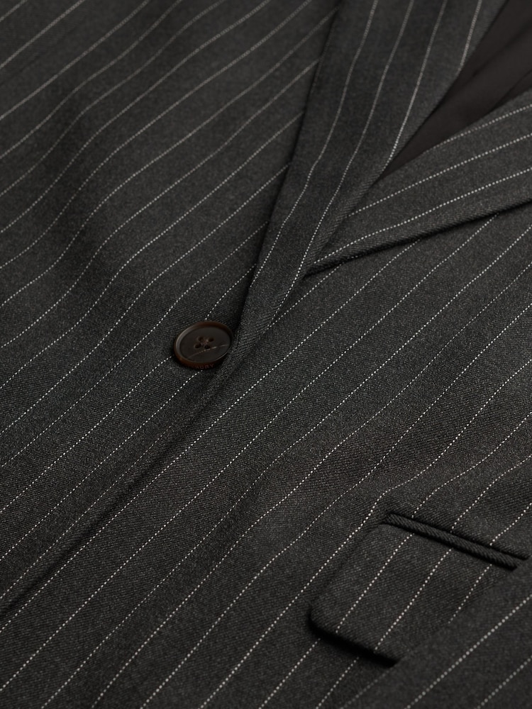 Superdry Charcoal Grey Pinstripe Boyfriend Blazer - Image 6 of 6