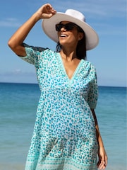 Aspiga Blue Santorini 100% Organic Cotton Kaftan - Image 1 of 3