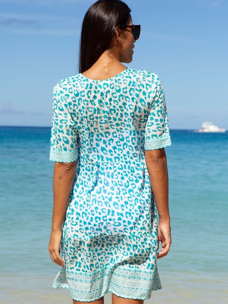 Aspiga Blue Santorini 100% Organic Cotton Kaftan - Image 2 of 3