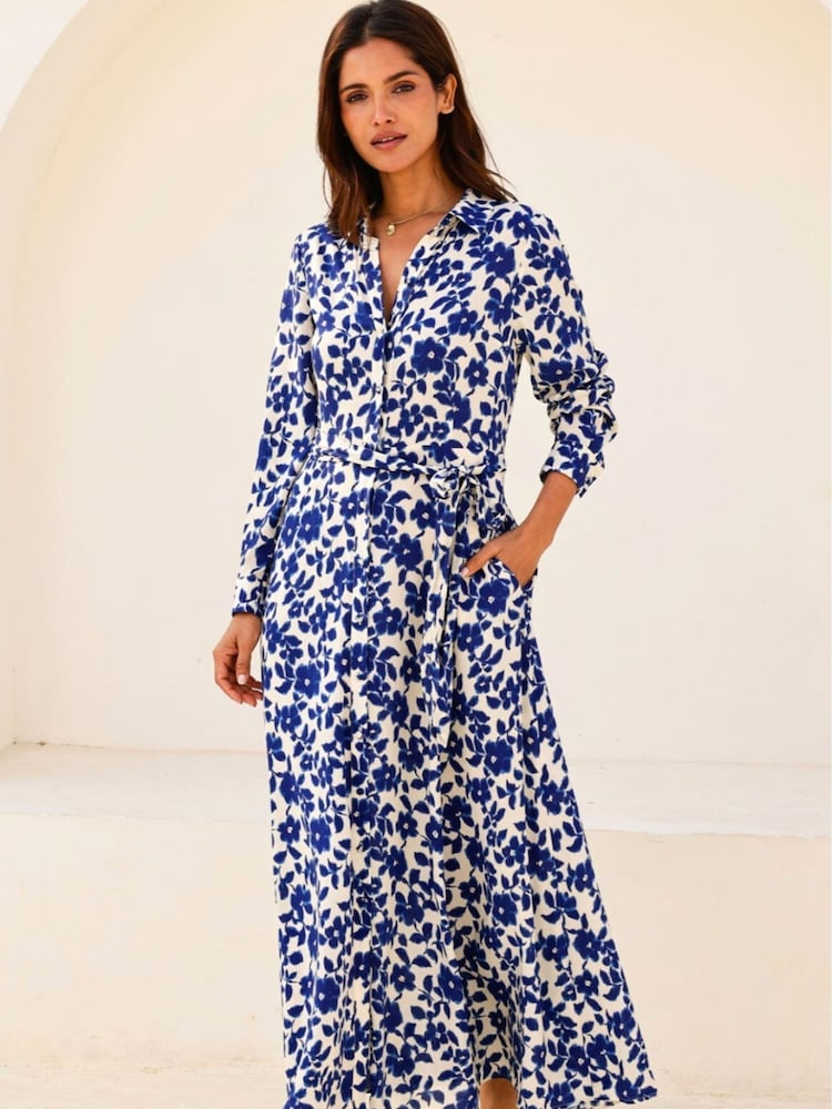 Aspiga Blossom Cream/Navy Eliza Shirt Dress - Image 1 of 4