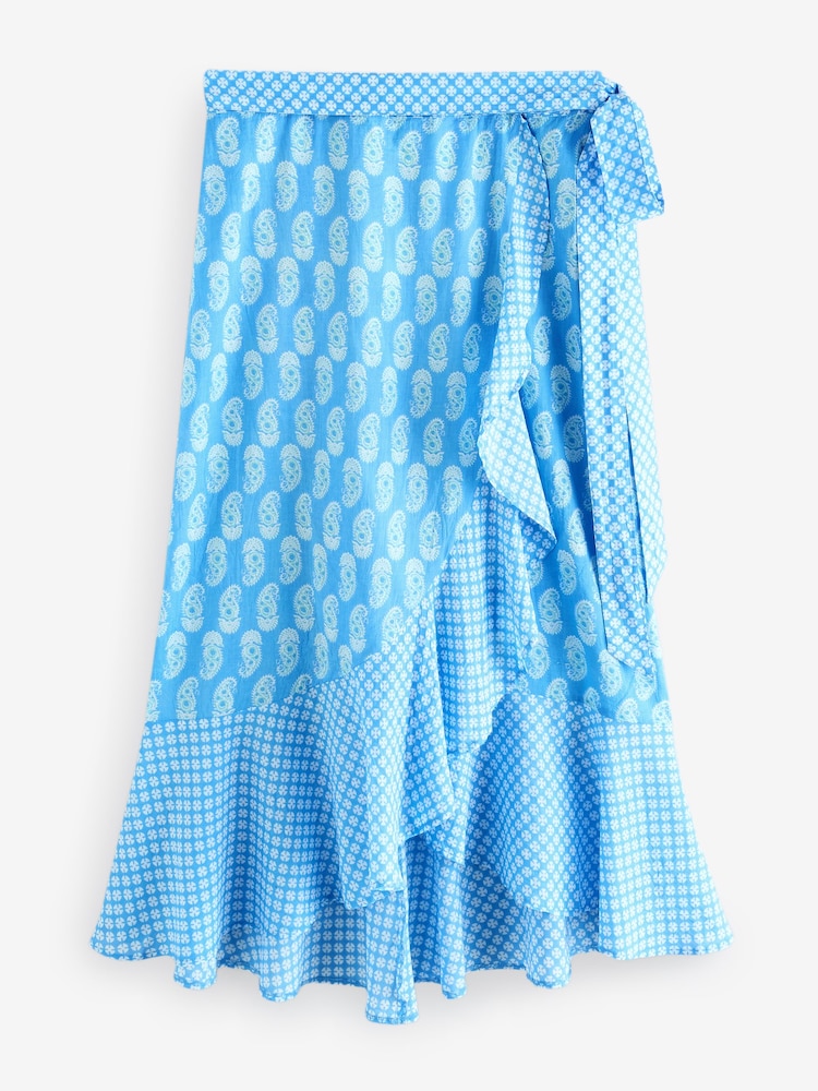 Aspiga Blue April Wrap 100% Cotton Skirt - Image 4 of 4