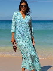 Aspiga Blue Mykonos Maxi 100% Organic Cotton Dress - Image 1 of 4