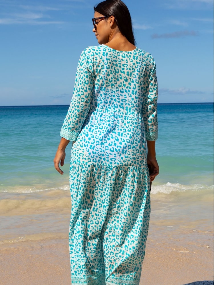 Aspiga Blue Mykonos Maxi 100% Organic Cotton Dress - Image 2 of 4
