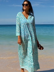 Aspiga Blue Mykonos Maxi 100% Organic Cotton Dress - Image 3 of 4