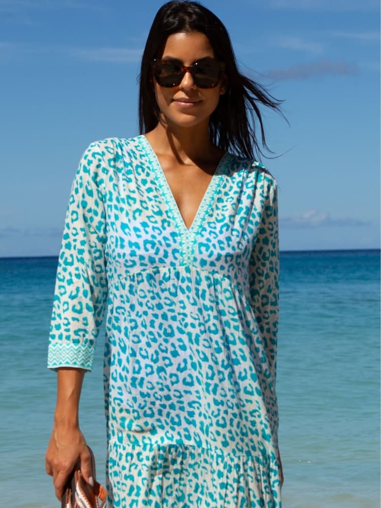 Aspiga Blue Mykonos Maxi 100% Organic Cotton Dress - Image 4 of 4