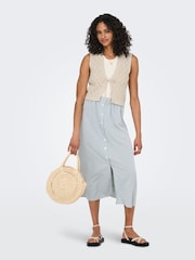 ONLY Natural Crochet Tie Front Waistcoat - Image 5 of 8