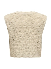 ONLY Natural Crochet Tie Front Waistcoat - Image 8 of 8