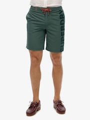 Superdry Grey Classic 19 Inch Logo Board Shorts - Image 1 of 7