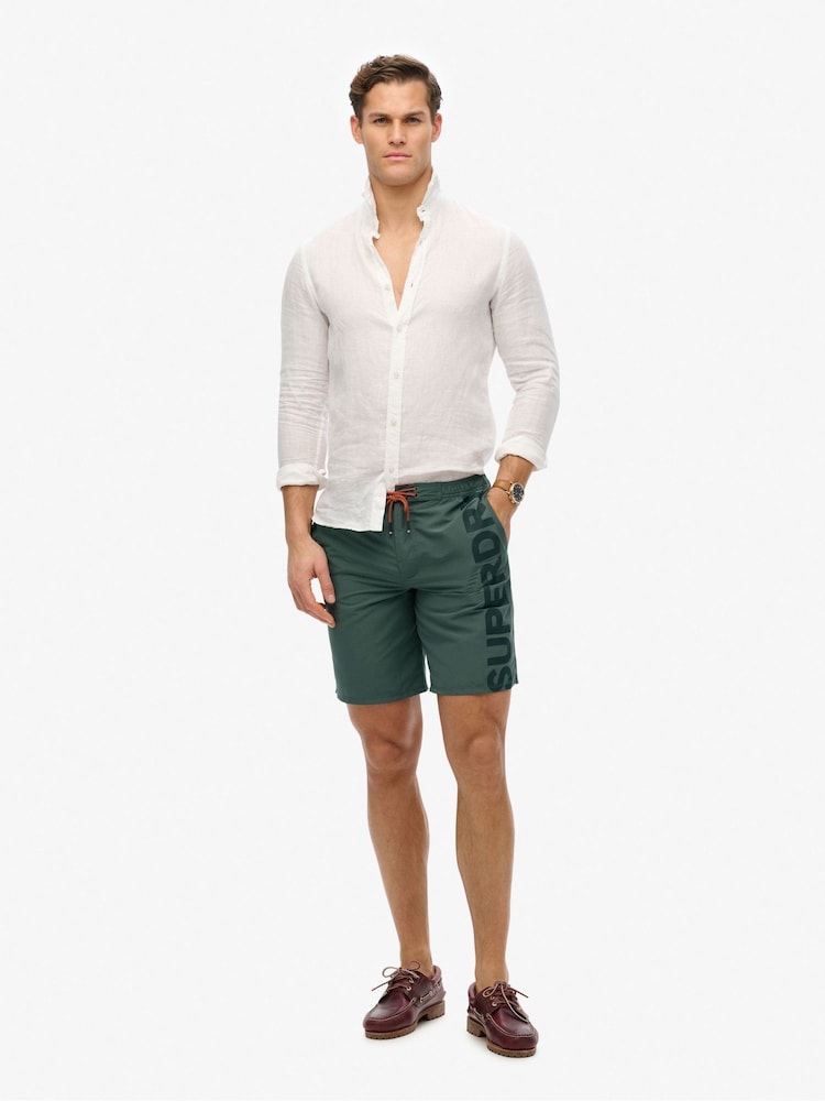 Superdry Grey Classic 19 Inch Logo Board Shorts - Image 2 of 7