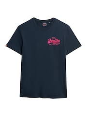 Superdry Blue Vintage Logo Embroidered Relaxed 100% Cotton T-Shirt - Image 5 of 6