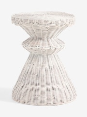 White Rattan Scallop Side Table - Image 1 of 2