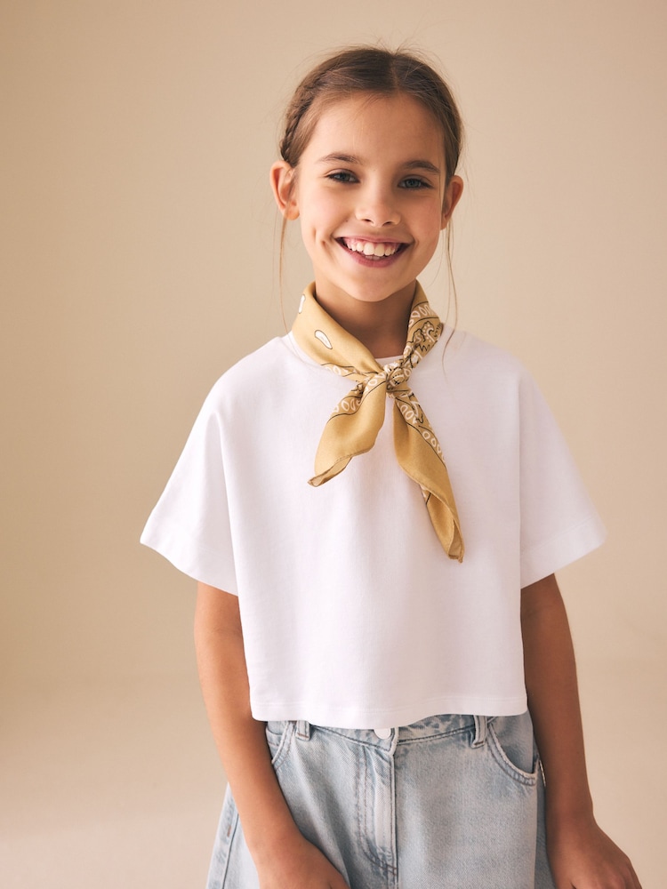 أبيض - Oversized Boxy Heavyweight T-Shirt (3-16yrs) - صورة 1 من 8