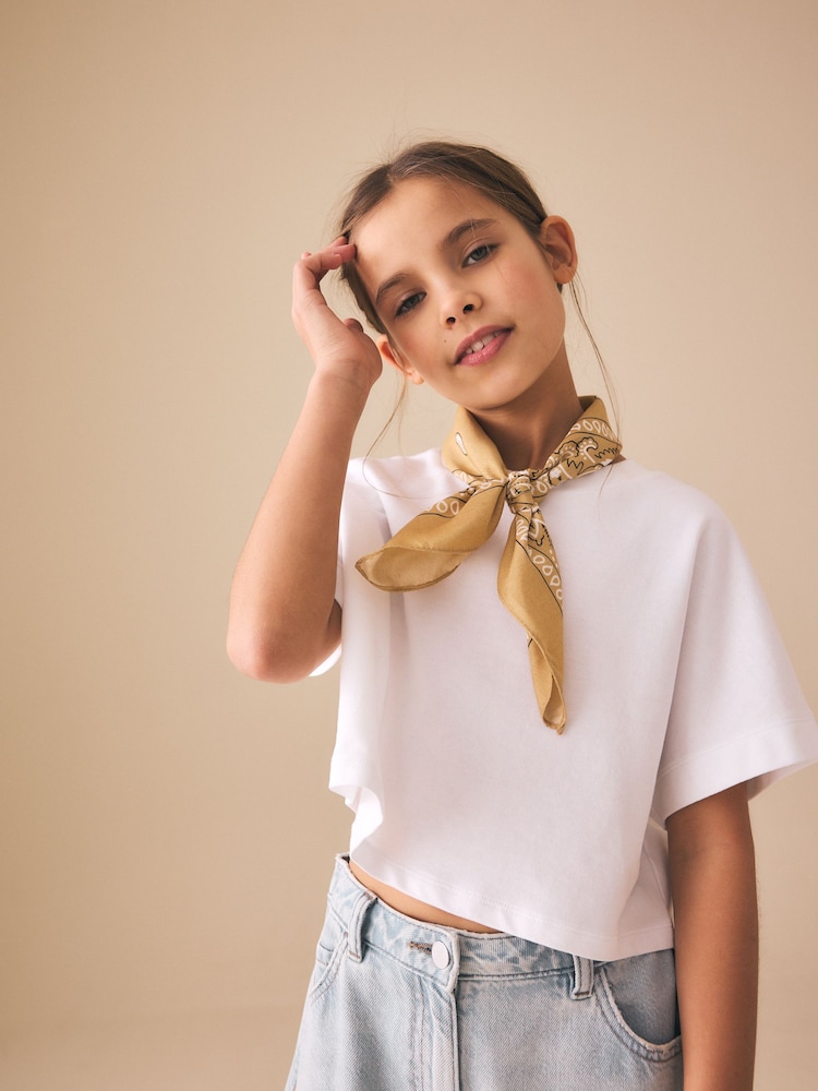 أبيض - Oversized Boxy Heavyweight T-Shirt (3-16yrs) - صورة 2 من 8