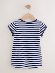 Navy/White Stripe Daisy Pocket T-Shirt (1.5-16yrs) - Image 5 of 7
