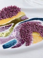 White Heart Sequin T-Shirt (3-16yrs) - Image 3 of 4