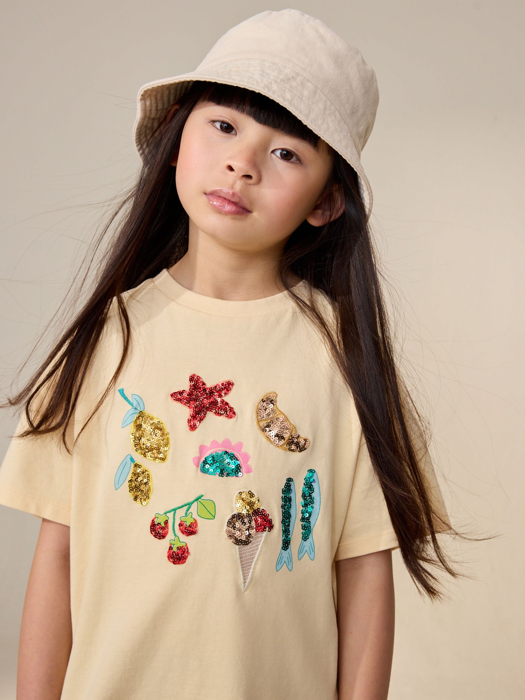 Buy Yellow Fruit Sequin Graphic T-Shirt (3-16yrs) from Next South
