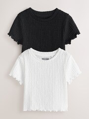 أبيض/أسود - Textured Tops 2 Pack (3-16yrs) - صورة 1 من 6