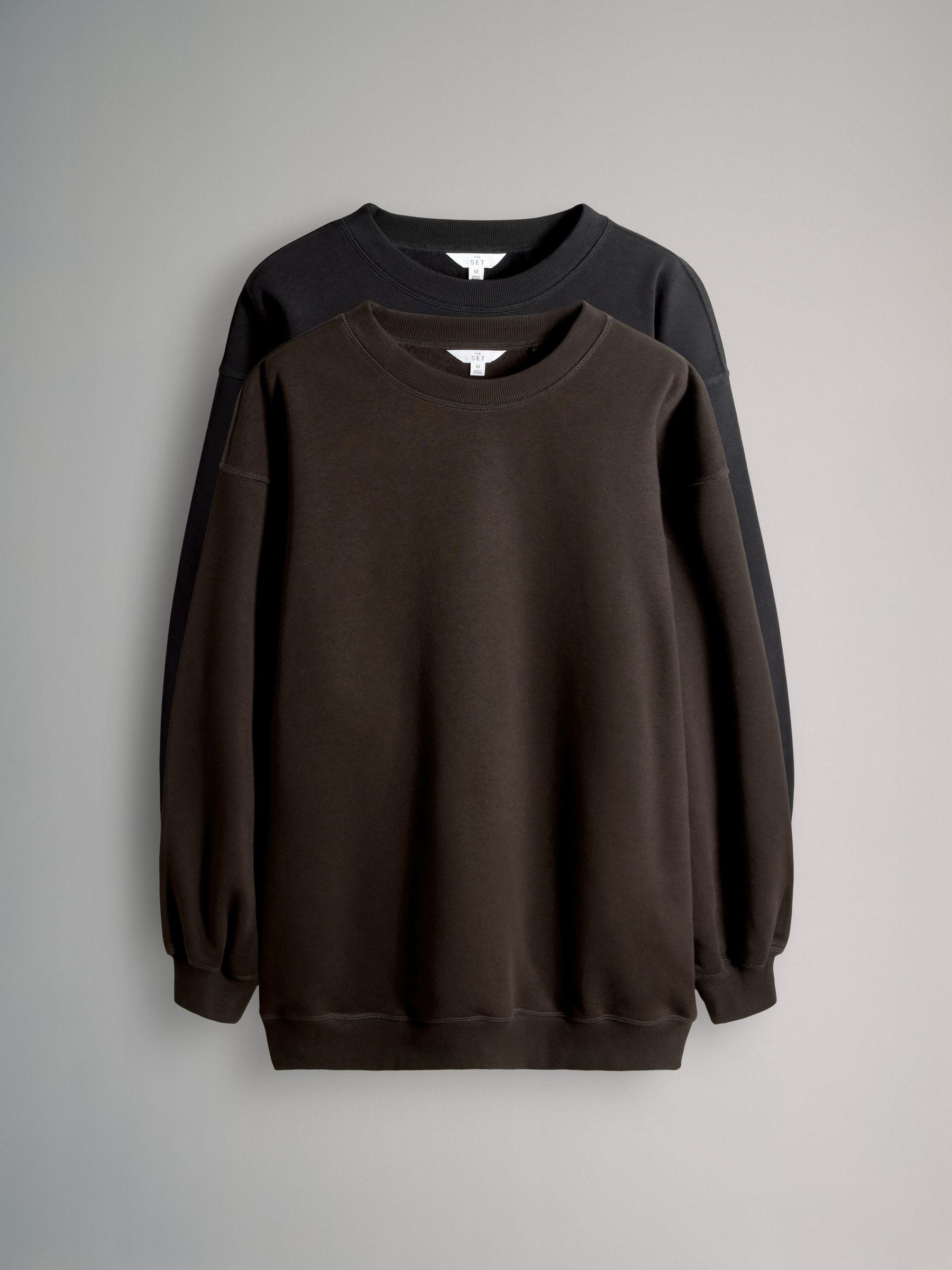 Buy The Set Black/Chocolate 2 Pack Longline Crew Neck Sweatshirt