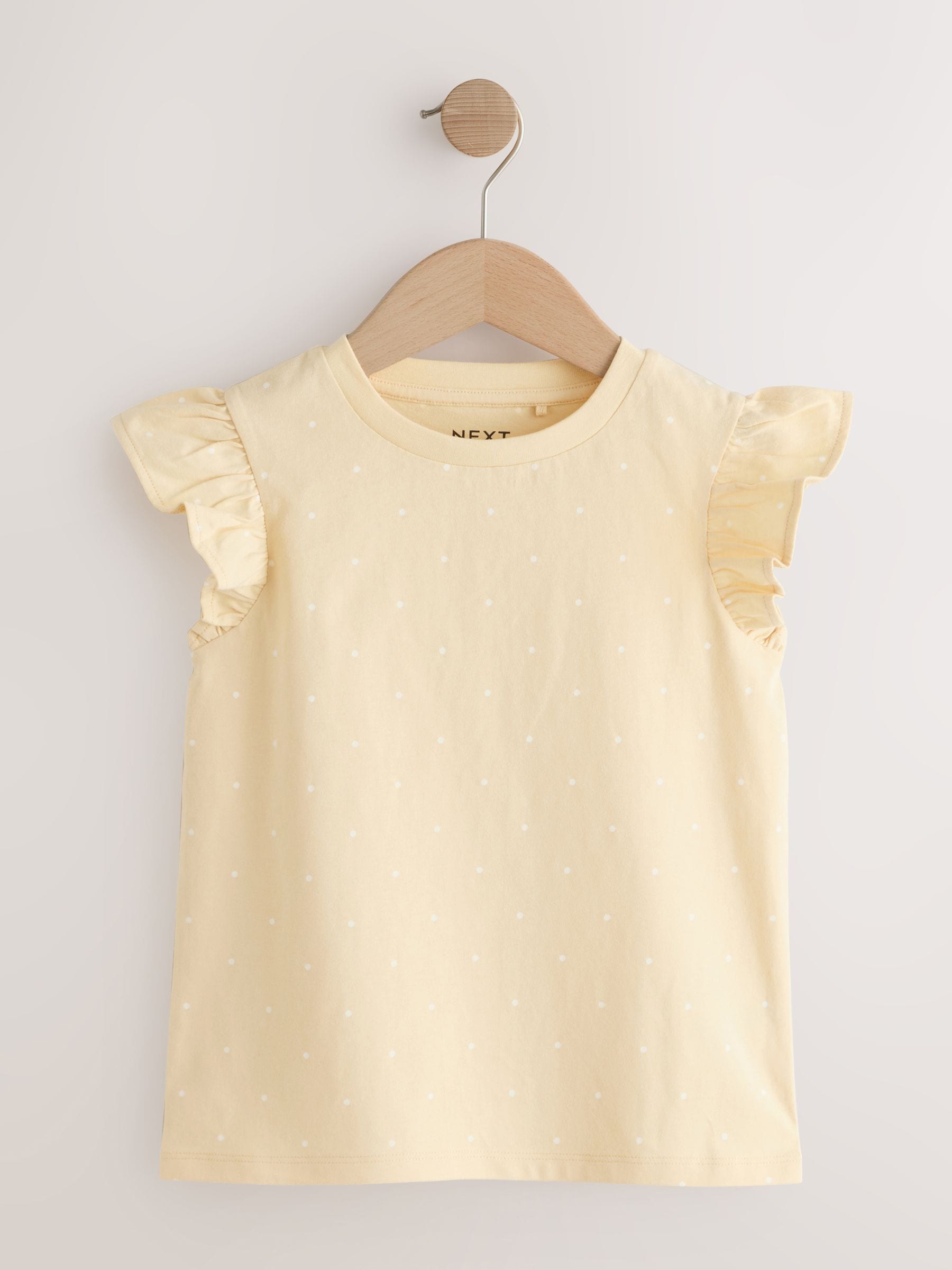 Buy Yellow Ditsy Frill Sleeve T-Shirt 4 Pack (3-16yrs) from Next