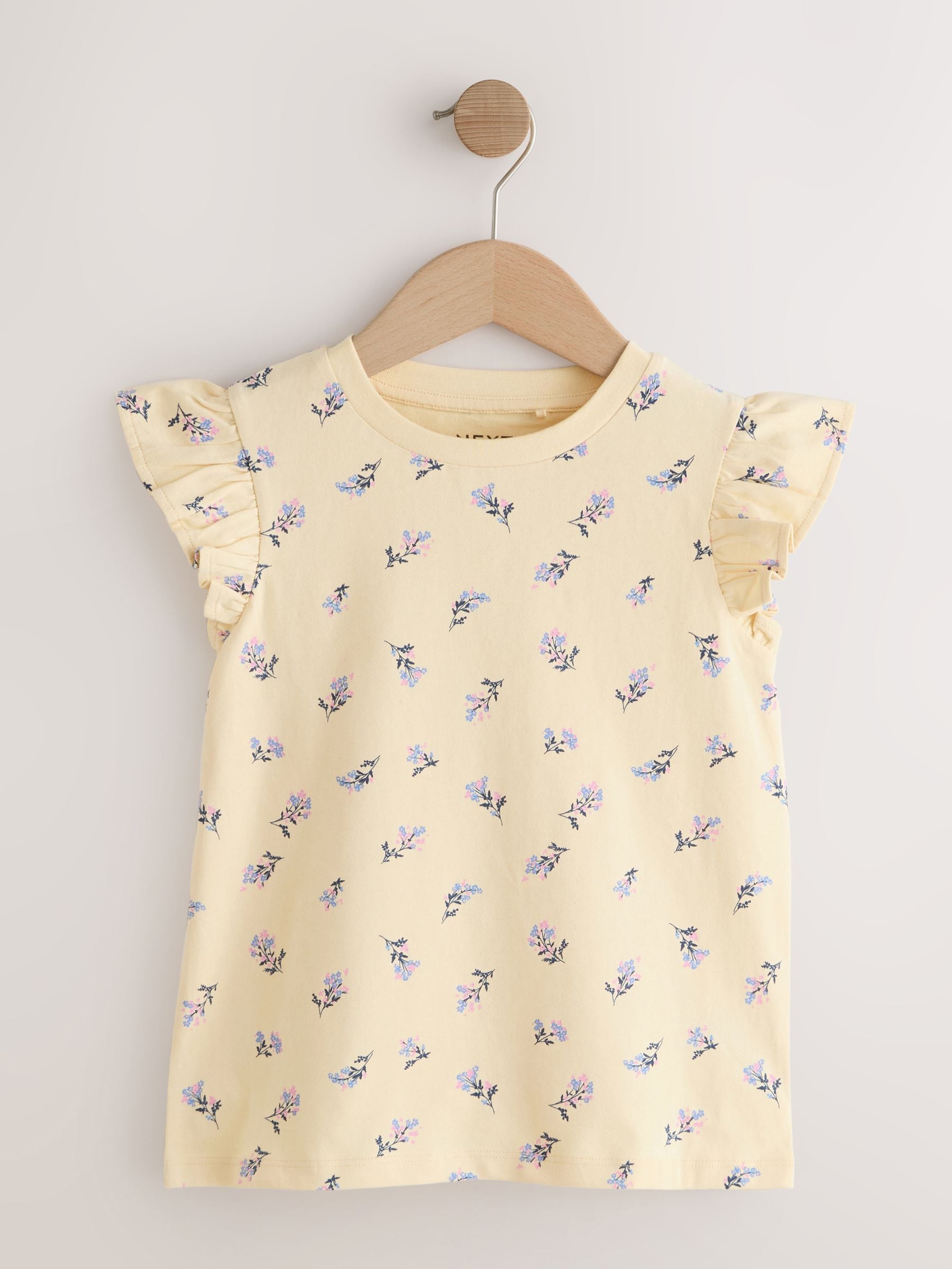 Buy Yellow Ditsy Frill Sleeve T-Shirt 4 Pack (3-16yrs) from Next