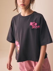 Black Bright Floral Oversized Graphic Print T-Shirt (3-16yrs) - Image 1 of 4