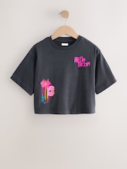 Schwarz, hell geblümt - Übergroßes T-Shirt mit Grafikprint (3–16Jahre) - Bild 5 von 8