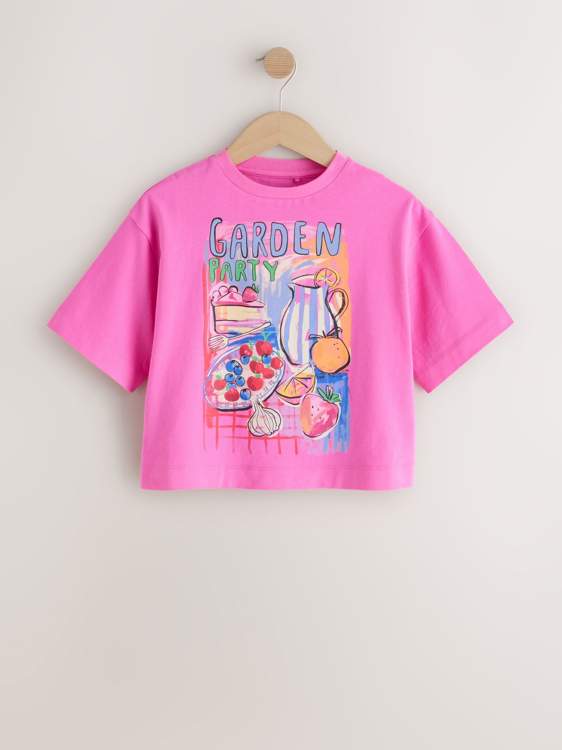 Buy Pink Garden Oversized Graphic Print T-Shirt (3-16yrs) from the
