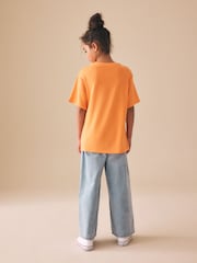 橙色花朵 - 超大版型印花 T 裇（3-16 歲） - 圖片 3/7