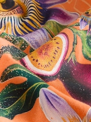 橙色花朵 - 超大版型印花 T 裇（3-16 歲） - 圖片 7/7