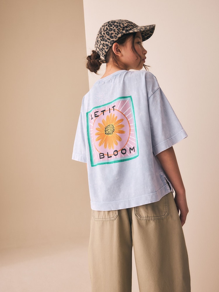 Washed Purple Oversized Graphic Print T-Shirt (3-16yrs) - Image 1 of 4