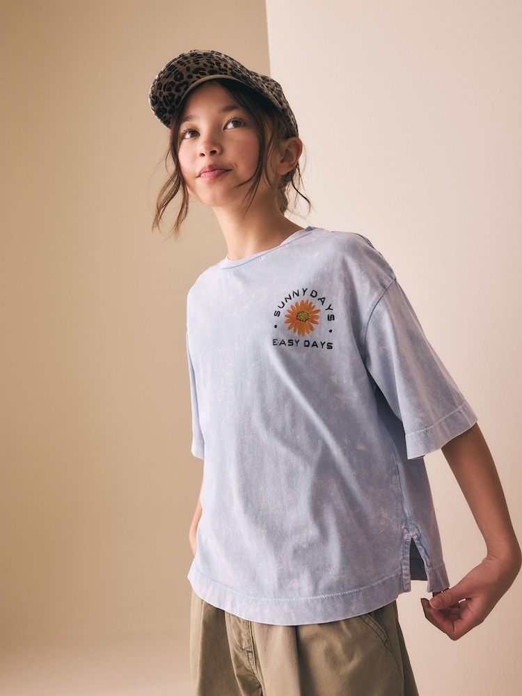 Washed Purple Oversized Graphic Print T-Shirt (3-16yrs) - Image 2 of 4