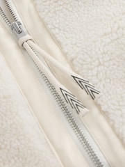 Ecru Borg Zip Through Fleece With Rib Collar - Image 7 of 8