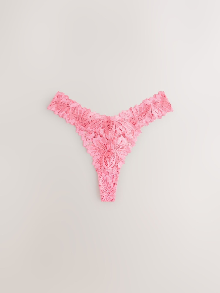 Pink Thong Ultimate Comfort Lace Knickers 2 Pack - Image 2 of 4