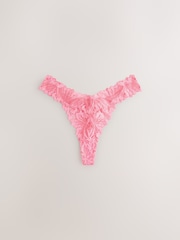 Pink Thong Ultimate Comfort Lace Knickers 2 Pack - Image 7 of 9