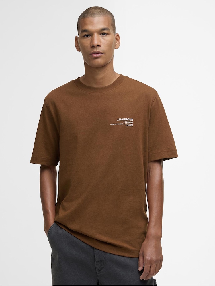Barbour® Brown Parkend Photographic Relaxed T-Shirt - Image 1 of 7 Barbour® Brown Parkend Photographic Relaxed T-Shirt - Image 1 of 7