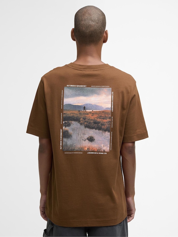 Barbour® Brown Parkend Photographic Relaxed T-Shirt - Image 2 of 7 Barbour® Brown Parkend Photographic Relaxed T-Shirt - Image 2 of 7