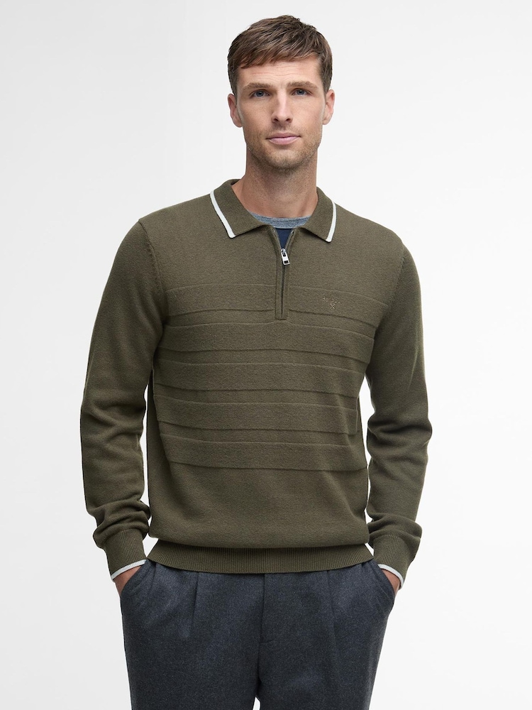 Barbour® Green Fenhill Knitted Polo Shirt - Image 1 of 6 Barbour® Green Fenhill Knitted Polo Shirt - Image 1 of 6