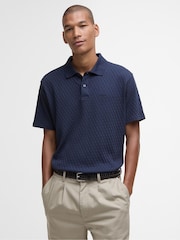 Barbour® Blue Westerdale Textured Tailored Polo Shirt - Image 1 of 6
