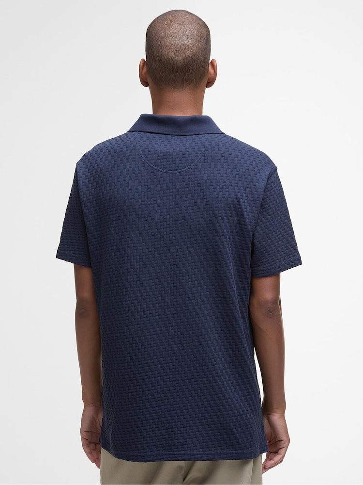 Barbour® Blue Westerdale Textured Tailored Polo Shirt - Image 2 of 6 Barbour® Blue Westerdale Textured Tailored Polo Shirt - Image 2 of 6