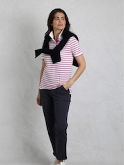 Weird Fish Pink Janely Striped Pique 100% Cotton Polo Shirt - Image 1 of 7